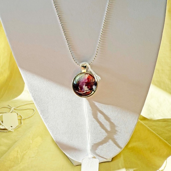 AUTUMN SCENERY PENDANT NECKLACE, HANDMADE AT HIPSTER DESIGNS, GLASS DOME ON META - Picture 2 of 2